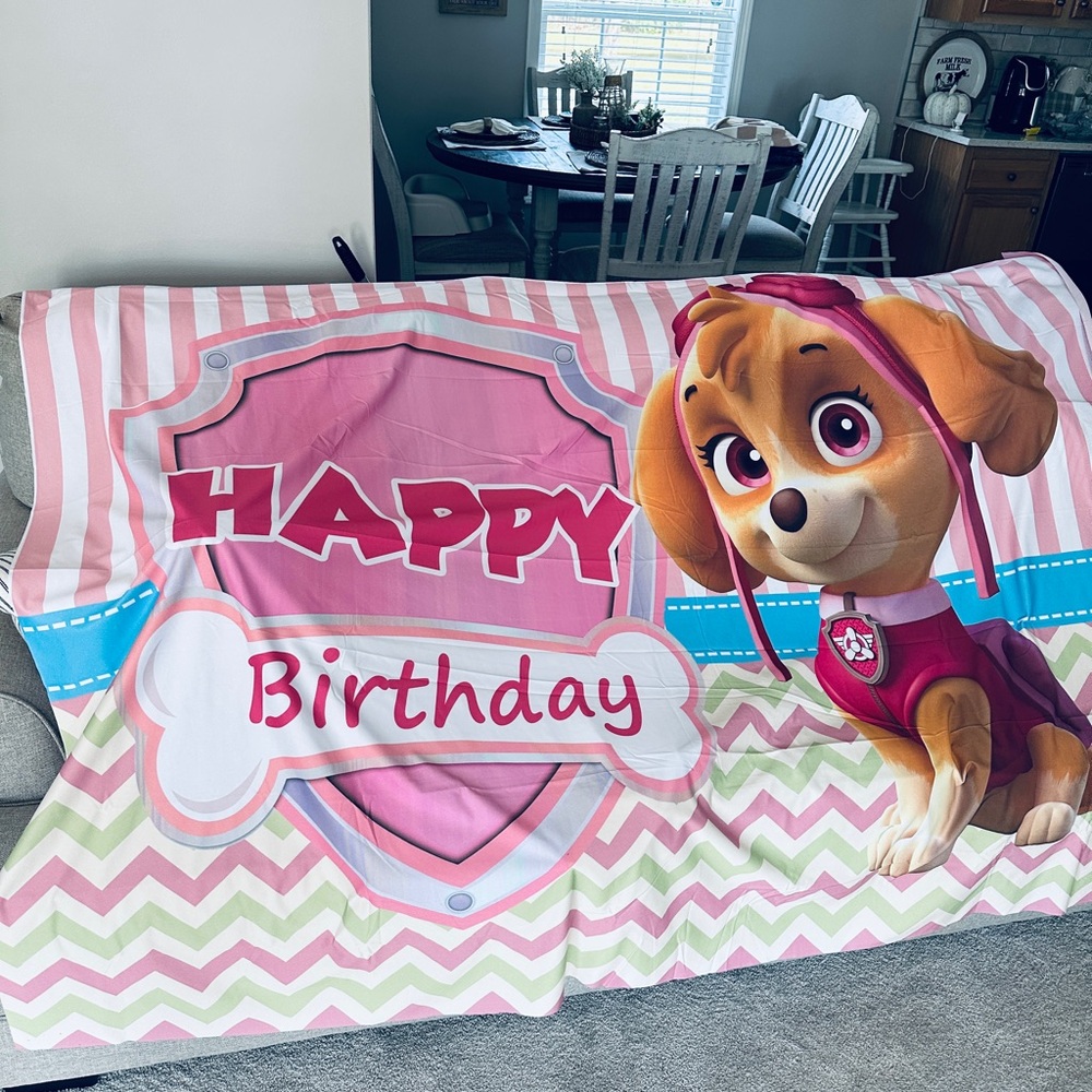 Pink Birthday Paw Patrol Blanket